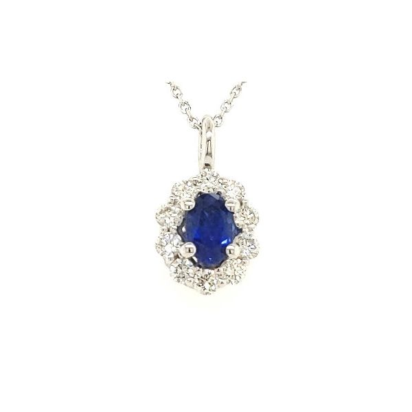 14K WG  1.02ct TGW Sapphire & Diamond Pendant w/Chain Skaneateles Jewelry Skaneateles, NY