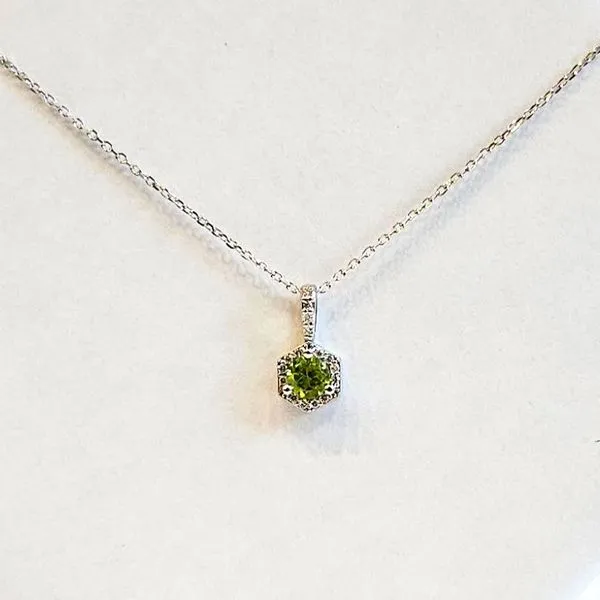 14K WG Hexagonal Peridot & Diamond Pendant Skaneateles Jewelry Skaneateles, NY