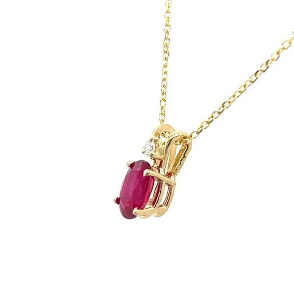 Ruby & Diamond Oval Drop Pendant Image 2 Skaneateles Jewelry Skaneateles, NY