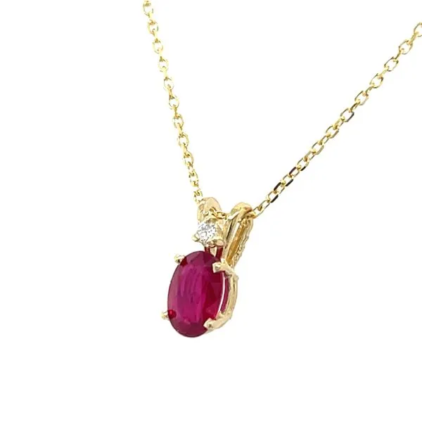 Ruby & Diamond Oval Drop Pendant Image 3 Skaneateles Jewelry Skaneateles, NY