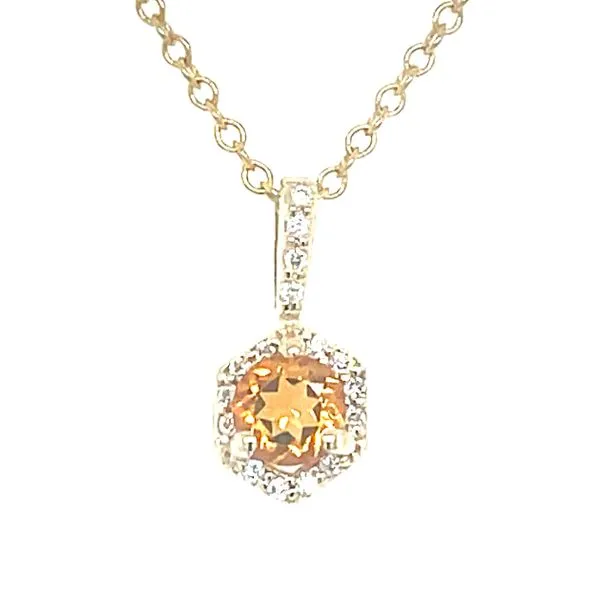 14K YG Hexagonal Peridot & Diamond Pendant Skaneateles Jewelry Skaneateles, NY