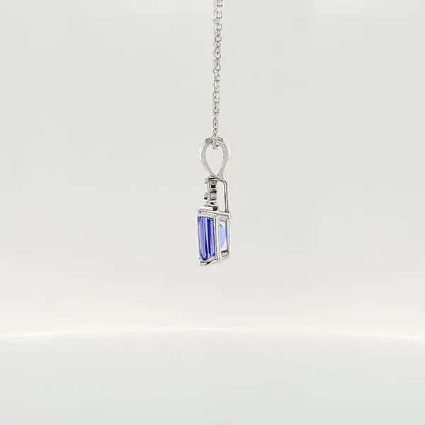 14K White Gold 1.39cttw Tanzanite & Triple-Diamond Pendant Image 3 Skaneateles Jewelry Skaneateles, NY
