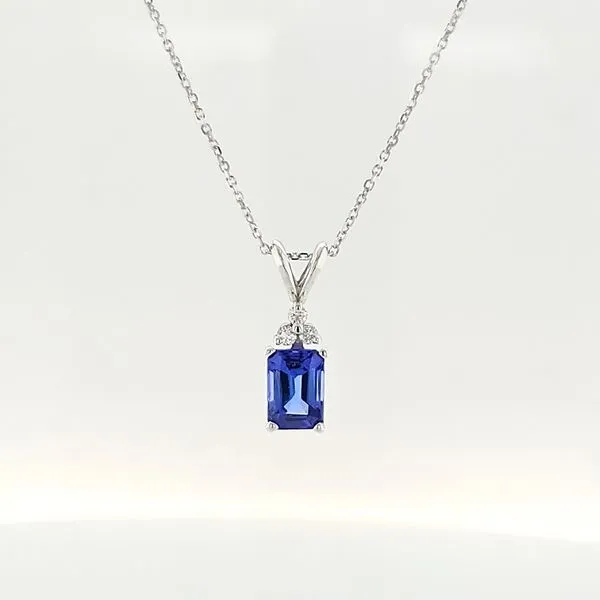 14K White Gold 1.39cttw Tanzanite & Triple-Diamond Pendant Skaneateles Jewelry Skaneateles, NY