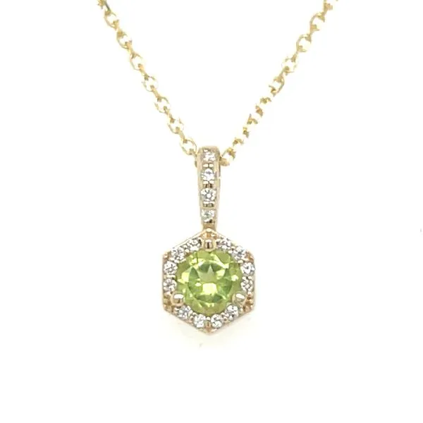 14K YG Hexagonal Peridot & Diamond Pendant Skaneateles Jewelry Skaneateles, NY
