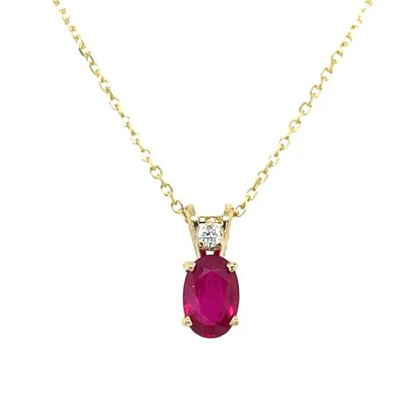 Ruby & Diamond Oval Drop Pendant Skaneateles Jewelry Skaneateles, NY