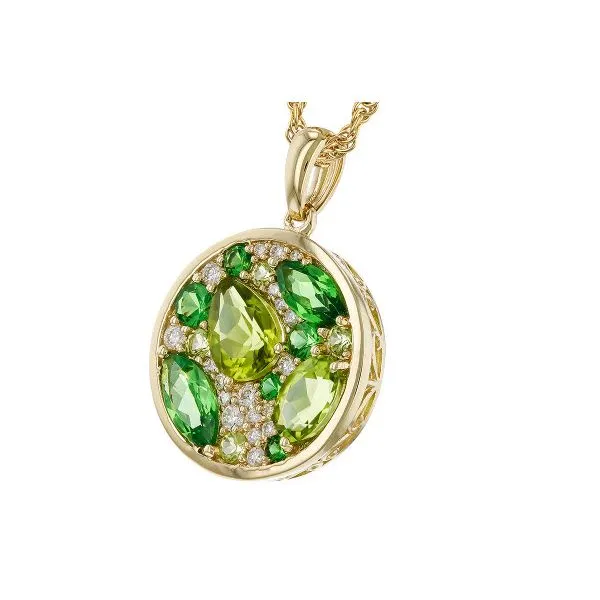 14K Yellow Gold 2.37ct Tsavorite, Peridot & Diamond Pendant Image 2 Skaneateles Jewelry Skaneateles, NY