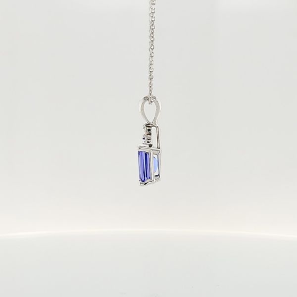 14K White Gold 1.39cttw Tanzanite & Triple-Diamond Pendant Image 3 Skaneateles Jewelry Skaneateles, NY