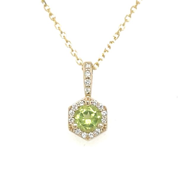 14K YG Hexagonal Peridot & Diamond Pendant Skaneateles Jewelry Skaneateles, NY