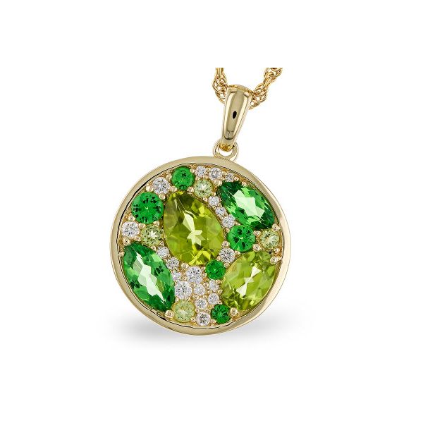 14K Yellow Gold 2.37ct Tsavorite, Peridot & Diamond Pendant Skaneateles Jewelry Skaneateles, NY
