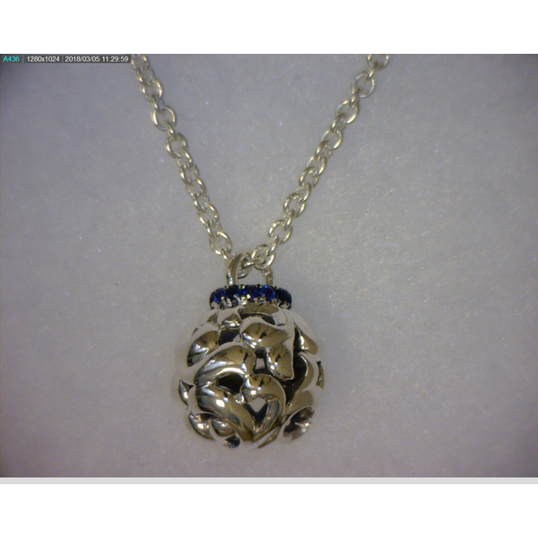 SS Ladies 0.22ct Blue Sapphire Bead Pendant w/Chain Skaneateles Jewelry Skaneateles, NY