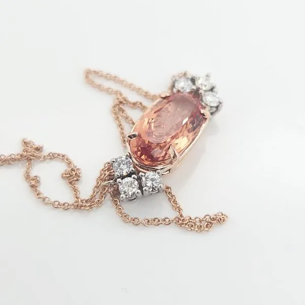 Rose Gold Imperial Topaz and Diamond Necklace Image 3 Skaneateles Jewelry Skaneateles, NY