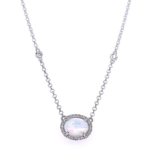 Opal & Diamond East-West Oval Necklace Skaneateles Jewelry Skaneateles, NY