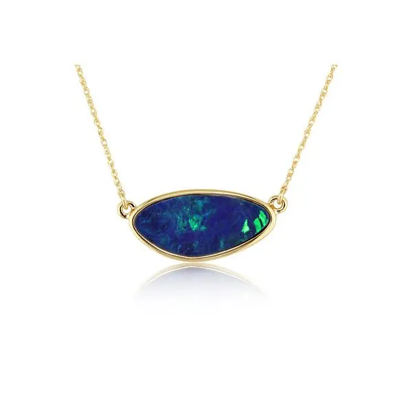 14K Yellow Gold Custom Australian Opal Doublet Neckpiece Skaneateles Jewelry Skaneateles, NY