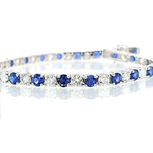 11.7 TGW Sapphire & Diamond Bracelet in 14k White Gold Skaneateles Jewelry Skaneateles, NY