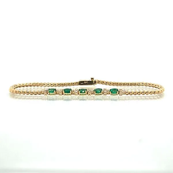 14K Yellow Gold 0.97ct TGW  Emerald & Diamond Line Bracelet Skaneateles Jewelry Skaneateles, NY