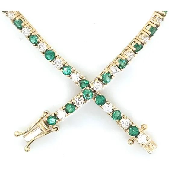 Yellow Gold Emerald & Diamond Line Bracelet Image 2 Skaneateles Jewelry Skaneateles, NY