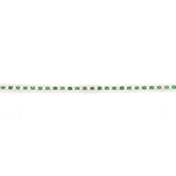Yellow Gold Emerald & Diamond Line Bracelet Image 3 Skaneateles Jewelry Skaneateles, NY