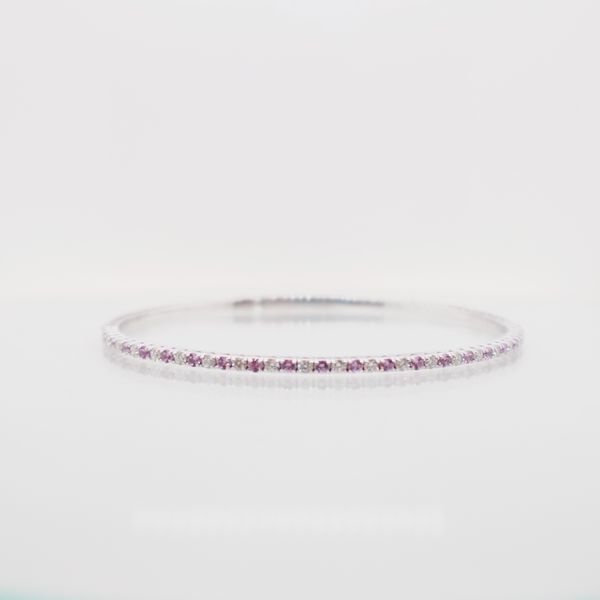 14K WG .97 CTTW Classic Hinged Pink Sapphire and Diamond Bangle Bracelet Skaneateles Jewelry Skaneateles, NY