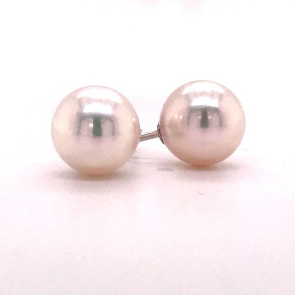 14K WG Ladies 9 mm Akoya Pearl Stud Earrings Skaneateles Jewelry Skaneateles, NY