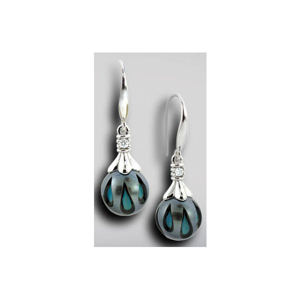 14K WG Ladies Galatea Turquoise Diamond & Pearl Earring Skaneateles Jewelry Skaneateles, NY