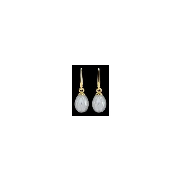 14K YG Ladies 9x13 mm White Fresh Water Drop Carved Pearls Earrings Skaneateles Jewelry Skaneateles, NY
