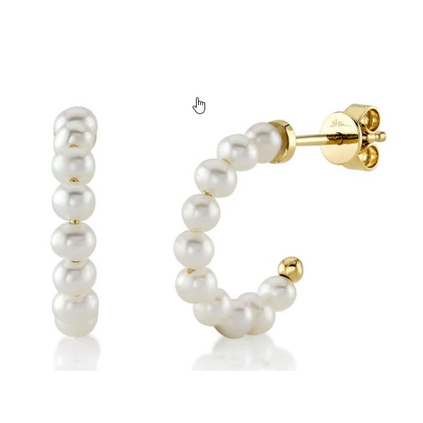 14K YG Cultured Pearl Hoop Earrings Skaneateles Jewelry Skaneateles, NY