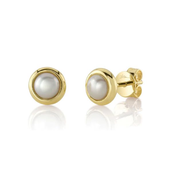 14K YG  Cultured Pearl Circle Stud Earring Skaneateles Jewelry Skaneateles, NY