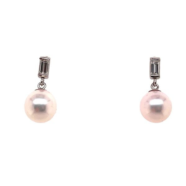 Akoya Pearl & Baguette Diamond Earrings Skaneateles Jewelry Skaneateles, NY