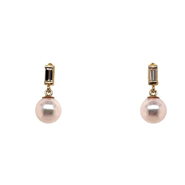 Akoya Pearl & Baguette Diamond Earrings Skaneateles Jewelry Skaneateles, NY