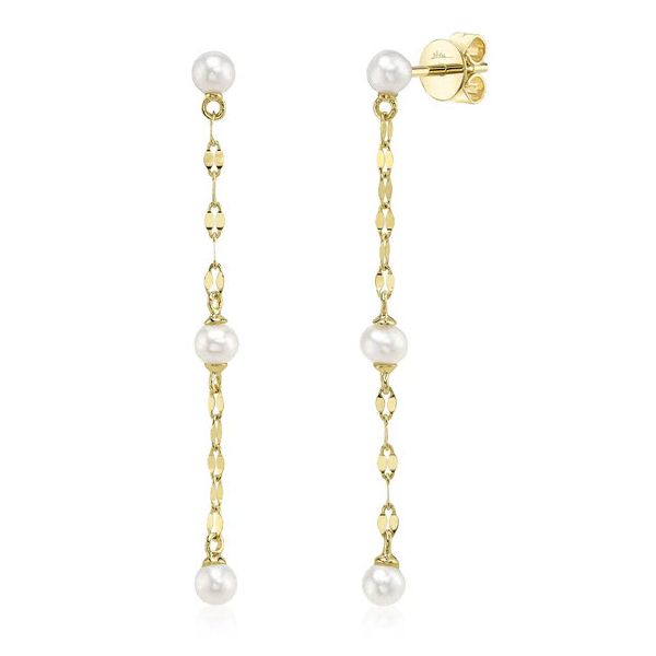14K YG Skaneateles Signature Cultured Pearl Dangle Earrings Image 2 Skaneateles Jewelry Skaneateles, NY