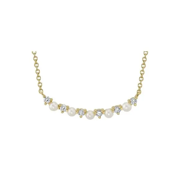 14K YG 0.12ct TW Diamond & Cultured Pearl Necklace Skaneateles Jewelry Skaneateles, NY