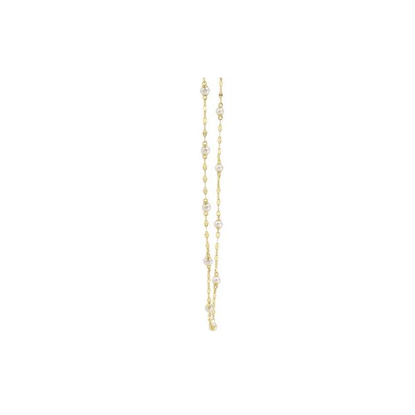 14K YG Skaneateles Signature Cultured Pearl Station Necklace w/Sparkle Chain Image 3 Skaneateles Jewelry Skaneateles, NY