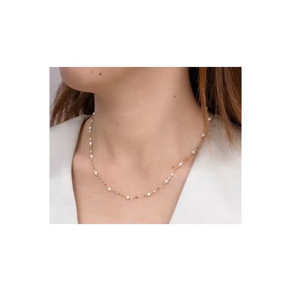 14K YG Skaneateles Signature Cultured Pearl Station Necklace w/Sparkle Chain Skaneateles Jewelry Skaneateles, NY