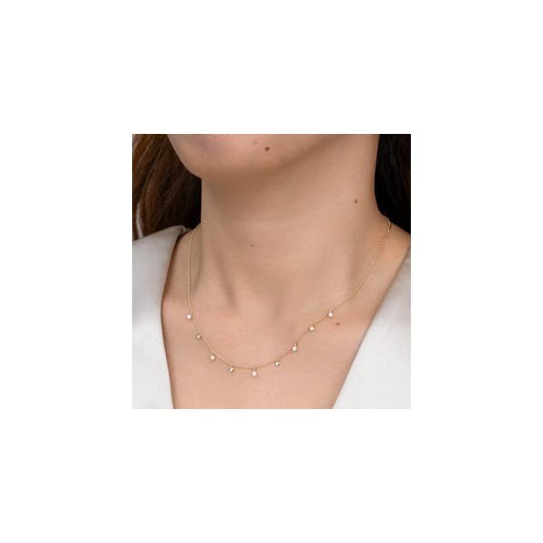 14K YG Skaneateles Signature Diamond & Cultured Pearl Necklace Image 2 Skaneateles Jewelry Skaneateles, NY
