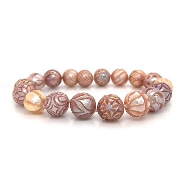 14K Galatea White-Peach 'Queen III' Carved Bracelet Skaneateles Jewelry Skaneateles, NY