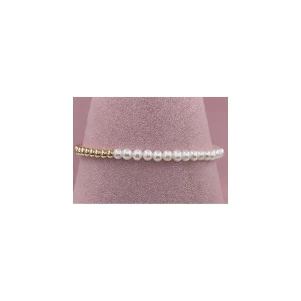 14K YG 'Jackie Collection' Cultured Pearl and Ball Chain w/ Adjustable Bracelet Image 2 Skaneateles Jewelry Skaneateles, NY
