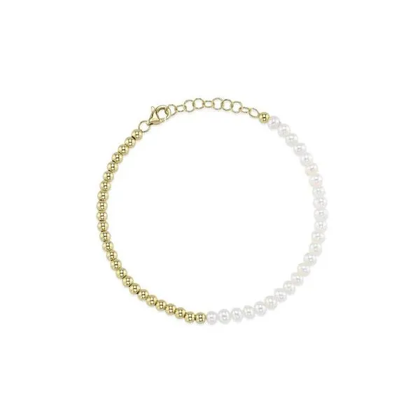 14K YG 'Jackie Collection' Cultured Pearl and Ball Chain w/ Adjustable Bracelet Skaneateles Jewelry Skaneateles, NY