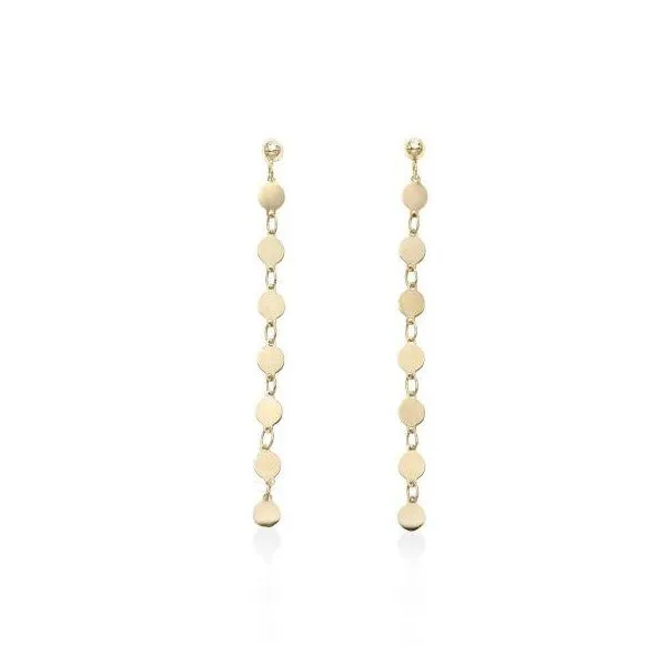 14K YG Ladies "Next Generation" Single Strand Round Mirrored Fashion Earrings Skaneateles Jewelry Skaneateles, NY