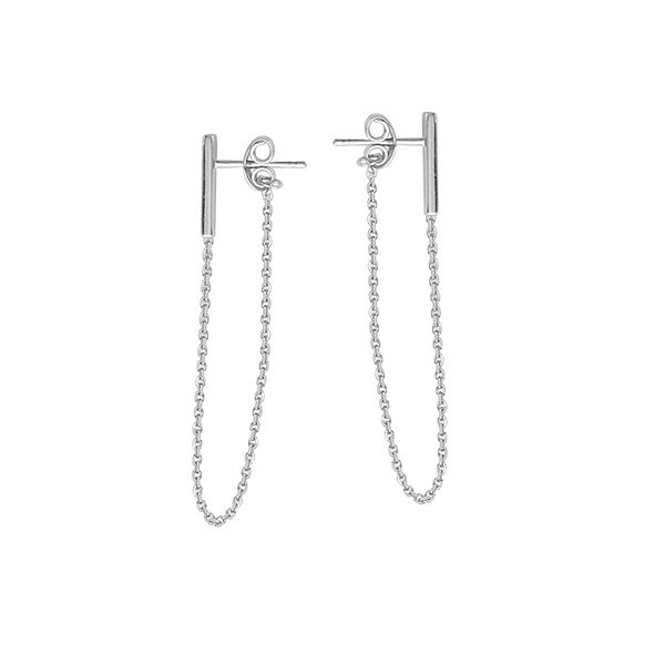 14K WG Small Stick w/Dangle Chain Earrings Skaneateles Jewelry Skaneateles, NY