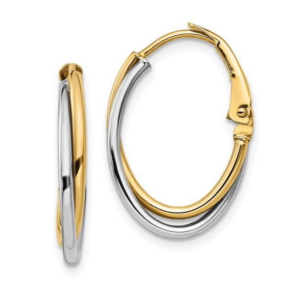 14K TT Two Tone Polished Hoop Earrings Skaneateles Jewelry Skaneateles, NY