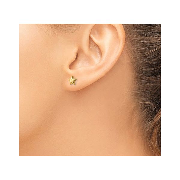 14K YG Ladies Puffed Star Earrings Image 2 Skaneateles Jewelry Skaneateles, NY