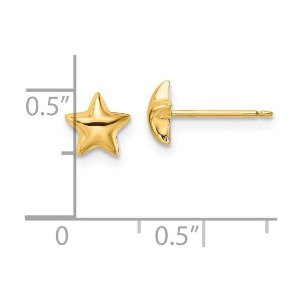 14K YG Ladies Puffed Star Earrings Image 3 Skaneateles Jewelry Skaneateles, NY