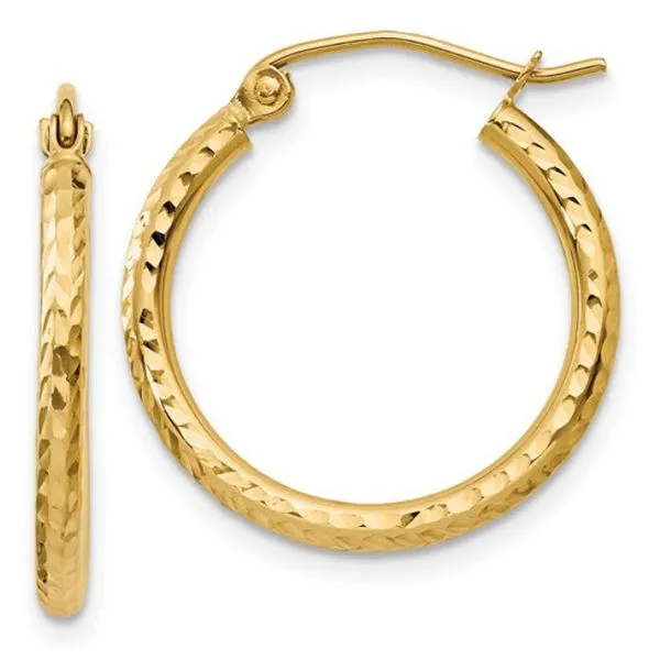 14K YG Ladies 2.0 x 20 mm Hoop Earrings Skaneateles Jewelry Skaneateles, NY