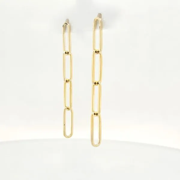 14k Yellow Gold Paperclip Link Earrings Image 2 Skaneateles Jewelry Skaneateles, NY