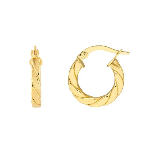14K YG Our Signature 10mm Twist Square Tube Earrings Skaneateles Jewelry Skaneateles, NY