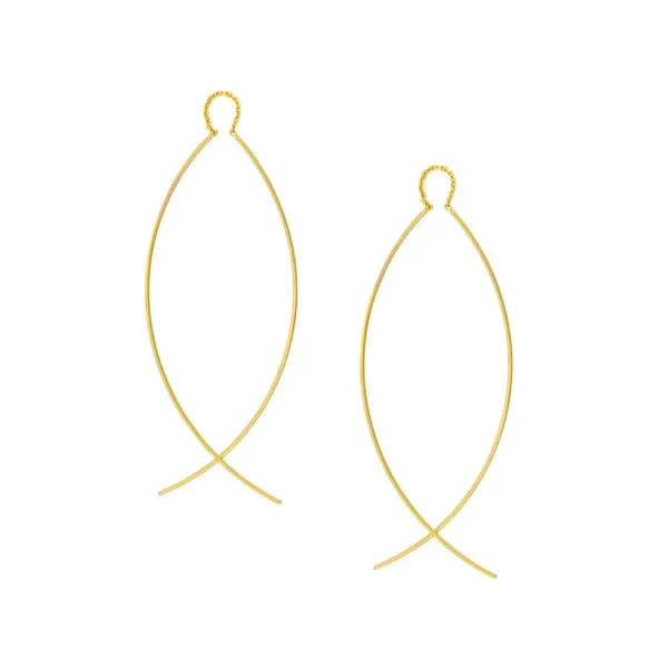 14K YG 'Hawley Street' Curved Wire Threader Earrings Image 2 Skaneateles Jewelry Skaneateles, NY