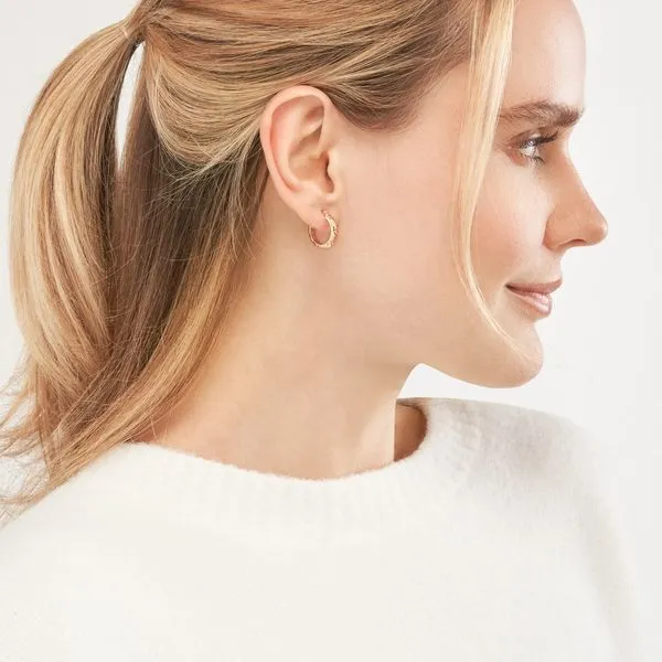 14K YG Our Exclusive 3  x 15mm Diamond Cut Hoop Earrings Image 2 Skaneateles Jewelry Skaneateles, NY