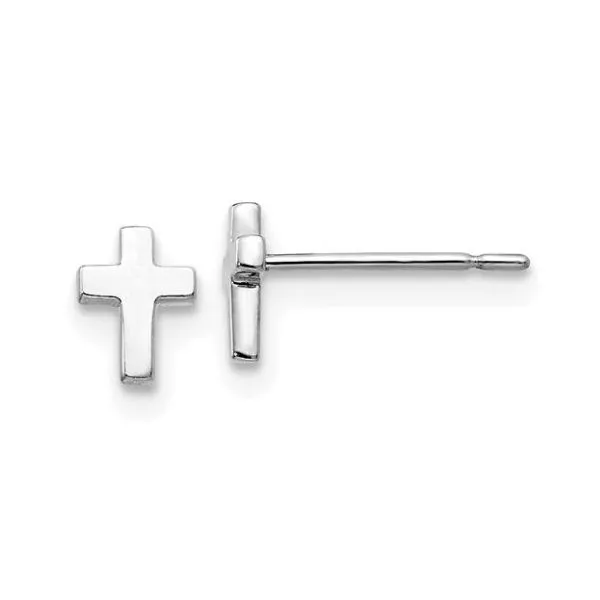 14K WG Childrens Cross Post Earrings Skaneateles Jewelry Skaneateles, NY