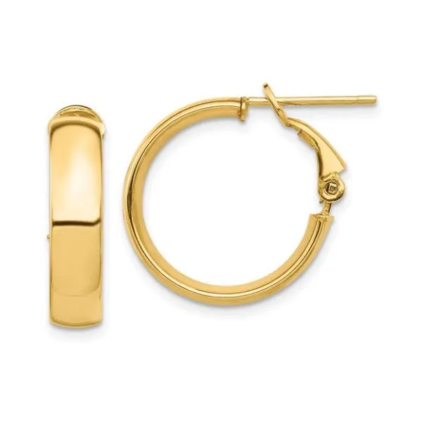 14K Yellow Gold 30 x 5 mm Omega Back Hoop Earrings – Our Skaneateles Signature Skaneateles Jewelry Skaneateles, NY