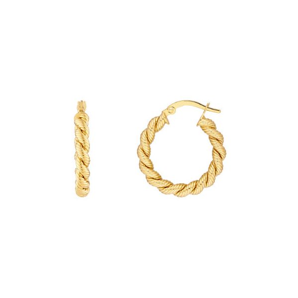14K YG Skaneateles Signature 15mm Rope Twist Earrings Skaneateles Jewelry Skaneateles, NY